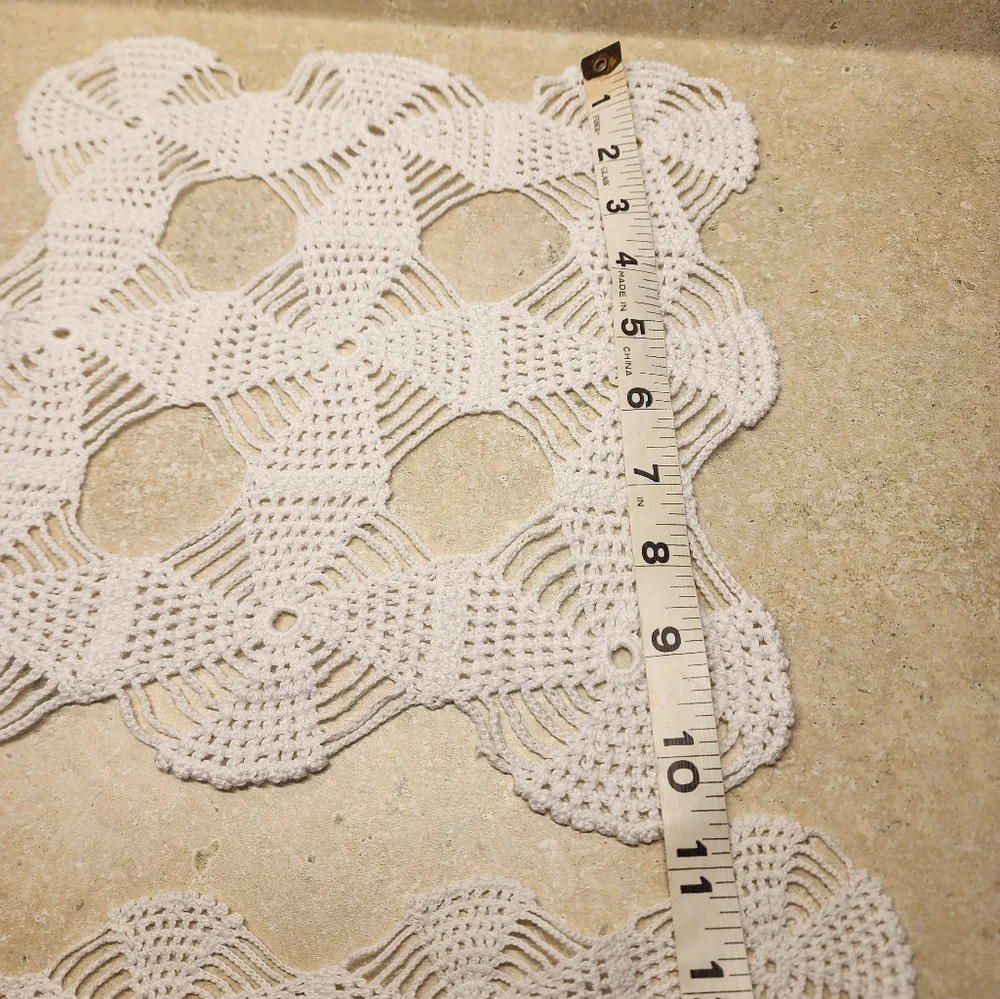 Crochet White Handmade Doilys Set Of Two